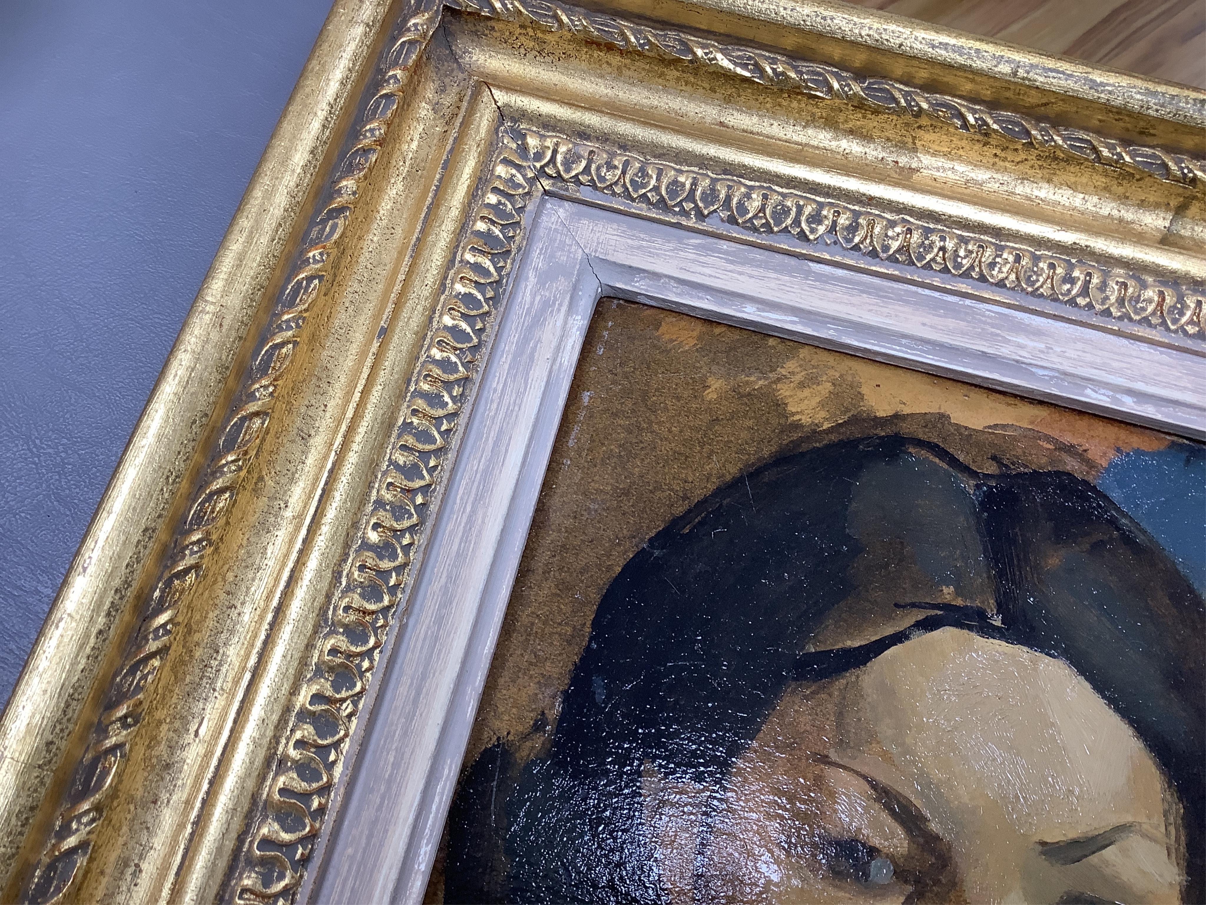 Charles McCall (Scottish, 1907-1989), Head of Maxine, signed and indistinctly dated, details and Christies, St. James, London, September 1995 label verso, oil on board, 27 x 19.5cm, gilt frame
